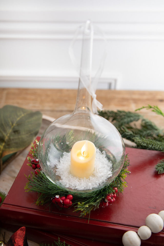 9” Clear White Candle Lamp Ornament