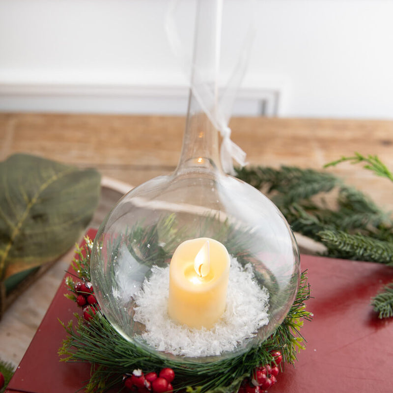 9” Clear White Candle Lamp Ornament
