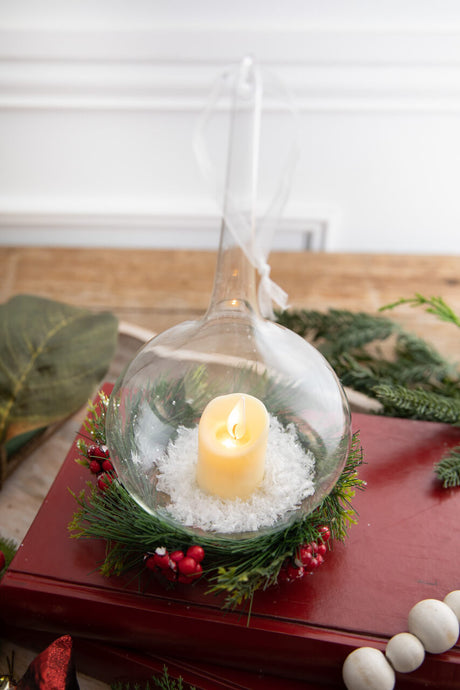 9” Clear White Candle Lamp Ornament