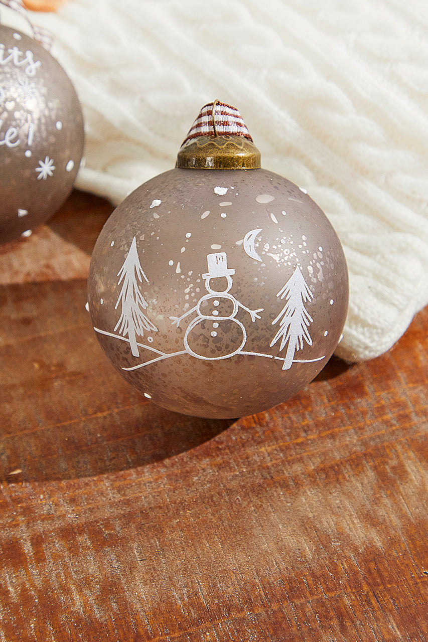 3" Ball Text Glass Ornament