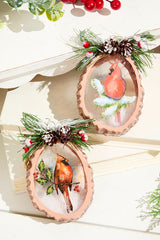 5 Inch Cardinal Disc Glass Ornament Decorative Christmas Hanging Ornament
