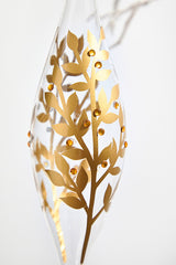8" - 9" Icicle Glass Ornament with Gold Leaf Detail