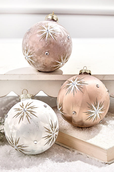 5" Frosted Starburst Glass Ornament