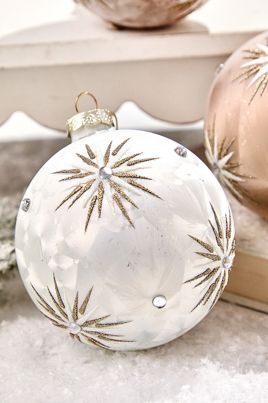5" Frosted Starburst Glass Ornament