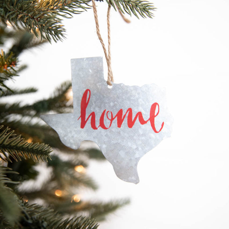 4 Inch Galvanized Metal Texas Christmas Ornament Rustic Decorative Hanging Ornament