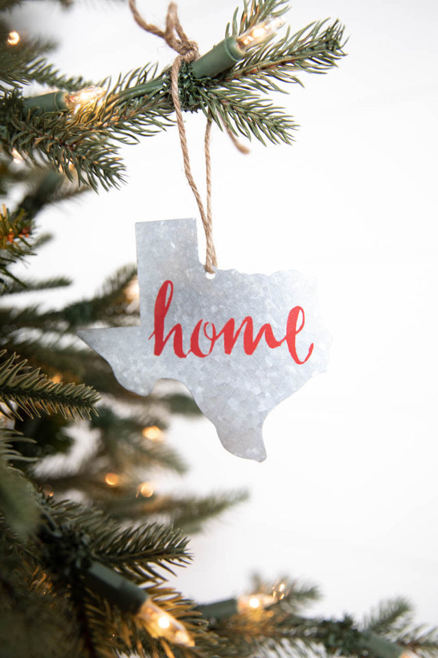 4” Galvanized Metal Texas Ornament