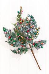 15" Glitter Berry Cedar Pine Pick