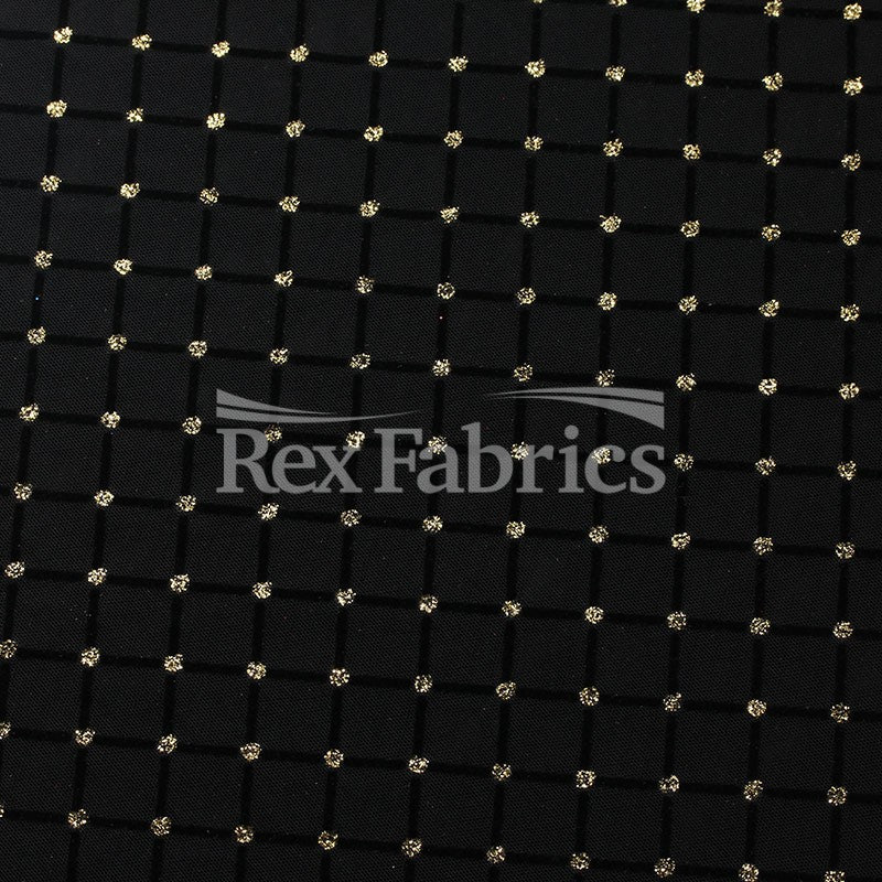 Glitter Diamond Mesh Nylon Spandex Fabric - Gold Black, Silver Black, Glitter Finish, 58-60" Width (1 Yard)
