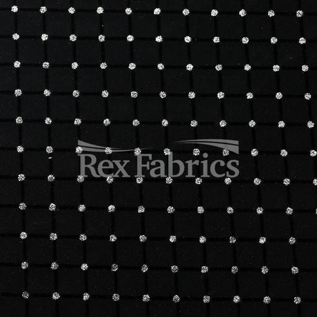 Glitter Diamond Mesh Nylon Spandex Fabric - Gold Black, Silver Black, Glitter Finish, 58-60" Width (1 Yard)