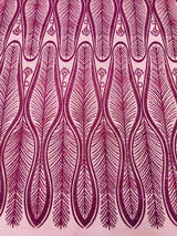 Glitter Feather Design Polyester Fabric - Glitter Feather Pattern, 52-54" Width (1 Yard)
