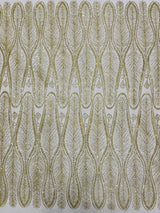 Glitter Feather Design Polyester Fabric - Glitter Feather Pattern, 52-54" Width (1 Yard)