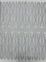Glitter Feather Design Polyester Fabric - Glitter Feather Pattern, 52-54" Width (1 Yard)