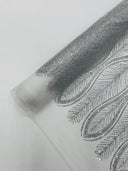 Glitter Feather Design Polyester Fabric - Glitter Feather Pattern, 52-54" Width (1 Yard)