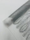 Glitter Feather Design Polyester Fabric - Glitter Feather Pattern, 52-54" Width (1 Yard)