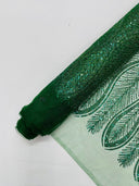 Glitter Feather Design Polyester Fabric - Glitter Feather Pattern, 52-54" Width (1 Yard)