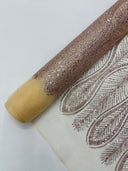 Glitter Feather Design Polyester Fabric - Glitter Feather Pattern, 52-54" Width (1 Yard)