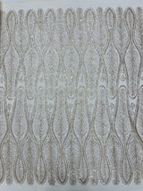 Glitter Feather Design Polyester Fabric - Glitter Feather Pattern, 52-54" Width (1 Yard)