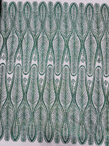 Glitter Feather Design Polyester Fabric - Glitter Feather Pattern, 52-54" Width (1 Yard)