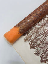 Glitter Feather Design Polyester Fabric - Glitter Feather Pattern, 52-54" Width (1 Yard)