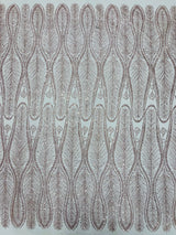 Glitter Feather Design Polyester Fabric - Glitter Feather Pattern, 52-54" Width (1 Yard)