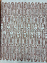Glitter Feather Design Polyester Fabric - Glitter Feather Pattern, 52-54" Width (1 Yard)