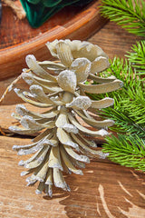 5” Plastic Glitter Long Leaf Pinecone