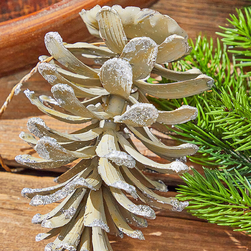 5 Inch Plastic Glitter Long Leaf Pinecone Decorative Christmas Accent Ornament