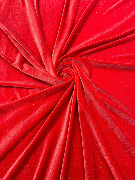 Glitter Stretch Velvet Polyester Spandex Fabric - Glitter, 58" Width (1 Yard)