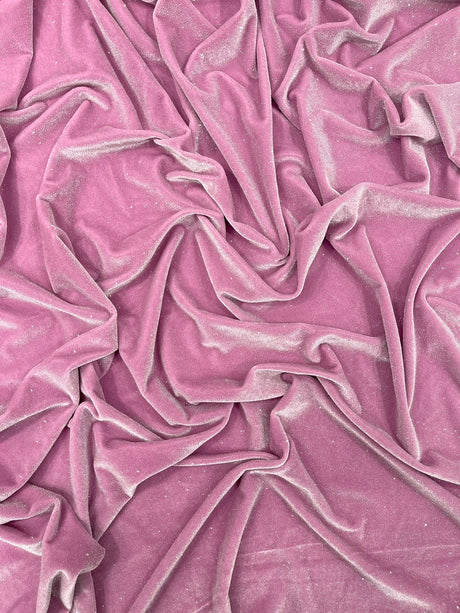 Glitter Stretch Velvet Polyester Spandex Fabric - Glitter, 58" Width (1 Yard)