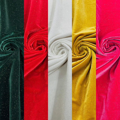 Glitter Stretch Velvet Fabric - 58" Width, Glitter Finish, 2-Way Stretch (1 Yard)