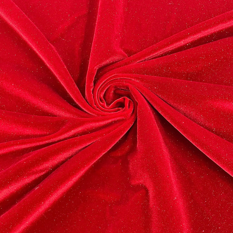 Glitter Stretch Velvet Fabric - 58" Width, Glitter Finish, 2-Way Stretch (1 Yard)