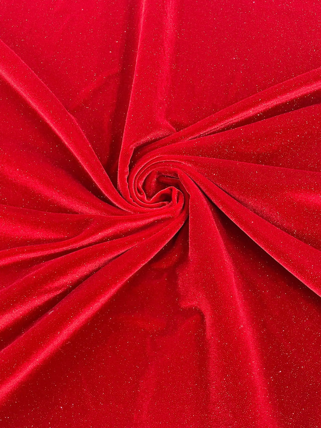 Glitter Stretch Velvet Fabric - 58" Width, Glitter Finish, 2-Way Stretch (1 Yard)