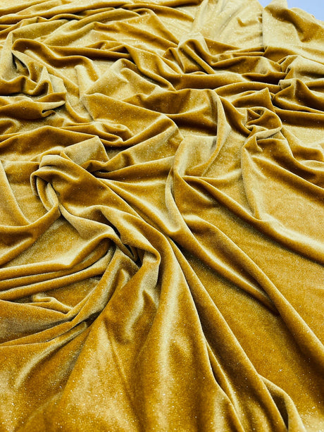 Glitter Stretch Velvet Polyester Spandex Fabric - Glitter, 58" Width (1 Yard)