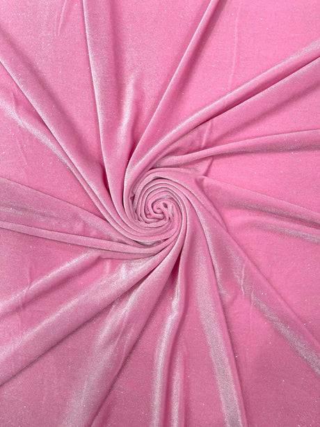 Glitter Stretch Velvet Polyester Spandex Fabric - Glitter, 58" Width (1 Yard)