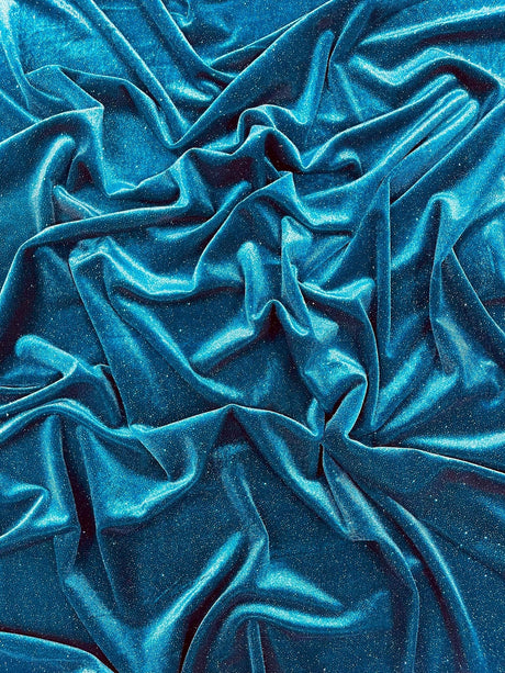 Glitter Stretch Velvet Polyester Spandex Fabric - Glitter, 58" Width (1 Yard)