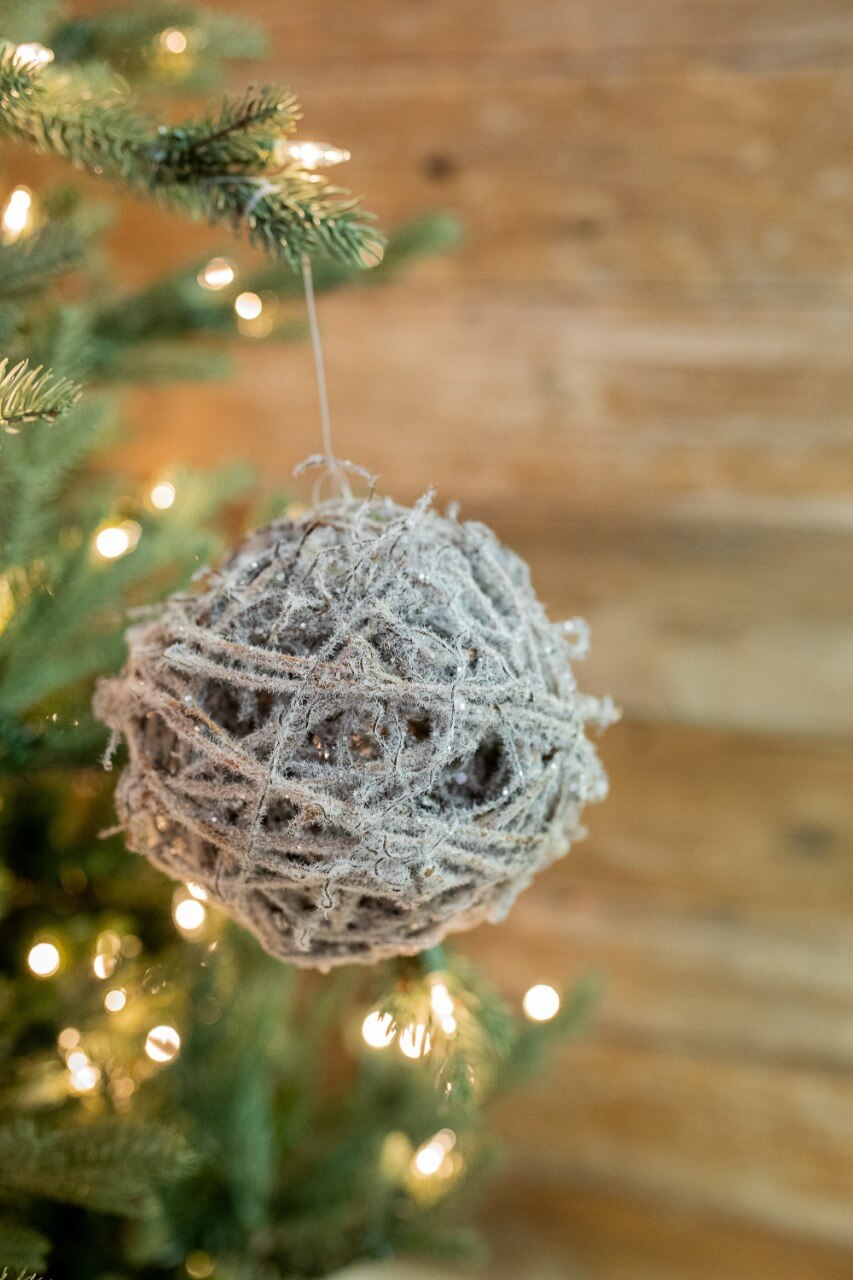 5” Frosted Vine Ball Christmas Ornaments