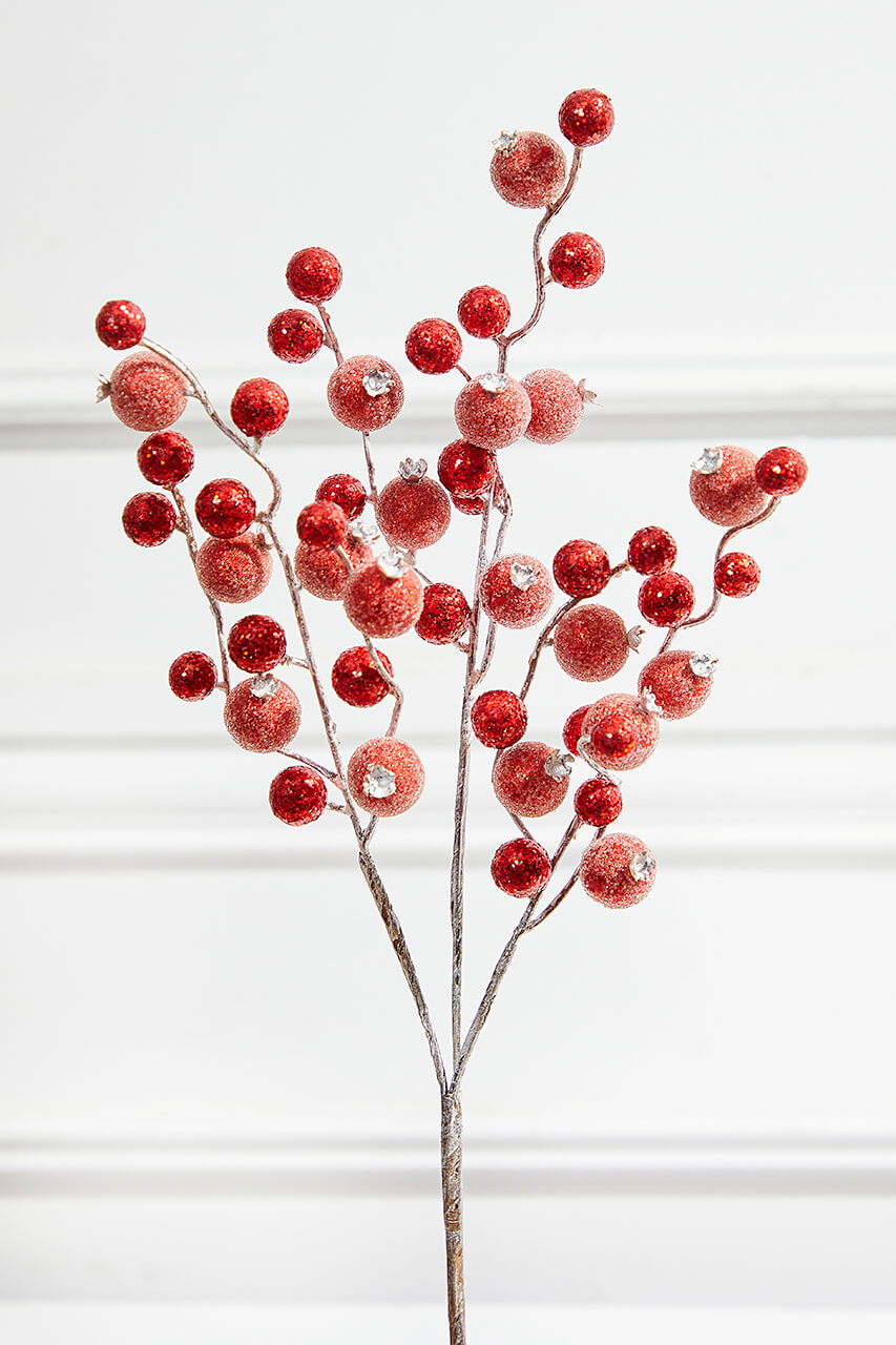 18” Red Glitter Pomegranate Berry Pick