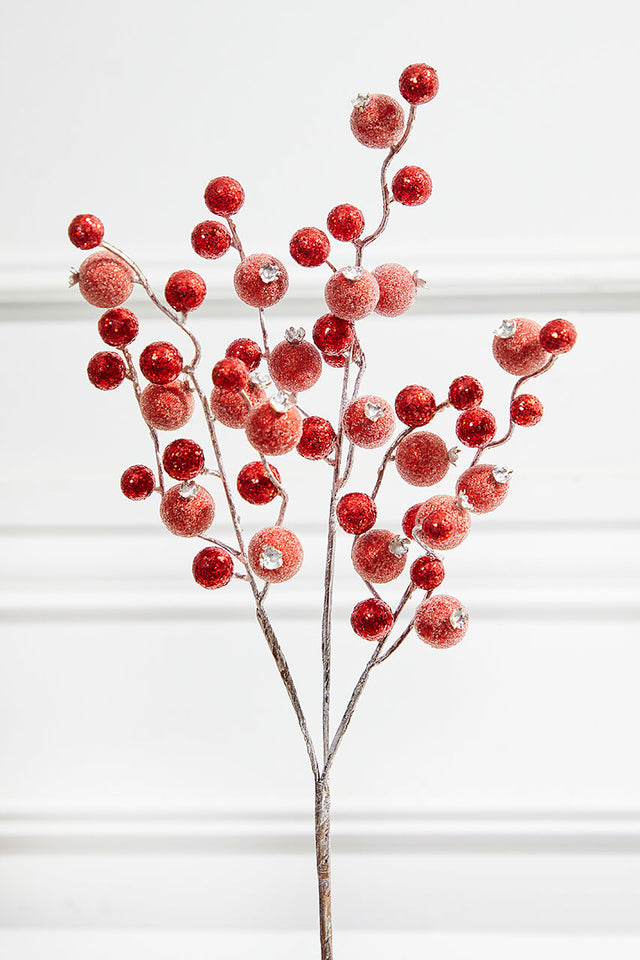 18” Red Glitter Pomegranate Berry Pick
