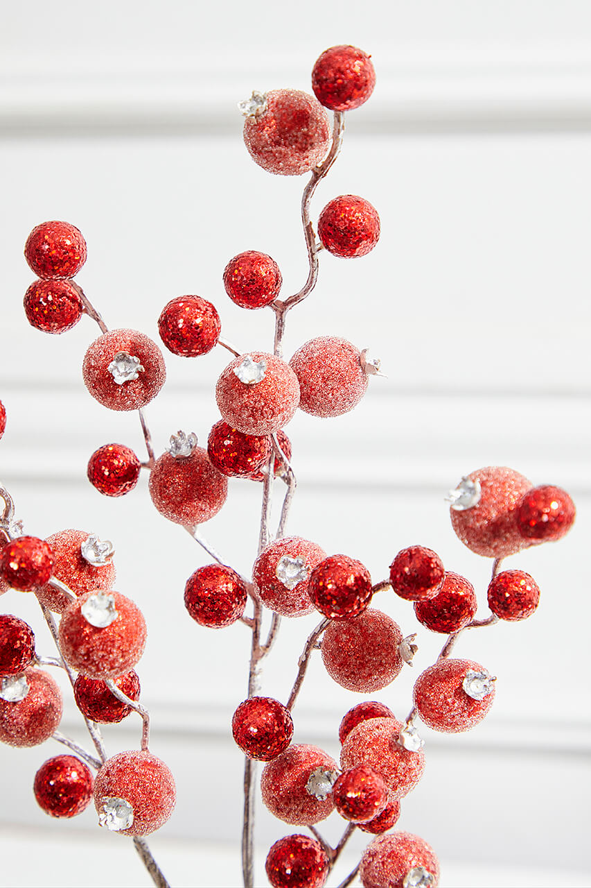 18” Red Glitter Pomegranate Berry Pick
