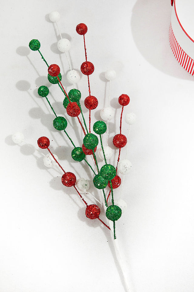 32" Glitter/Mica Ball Spray - Red/Green/White