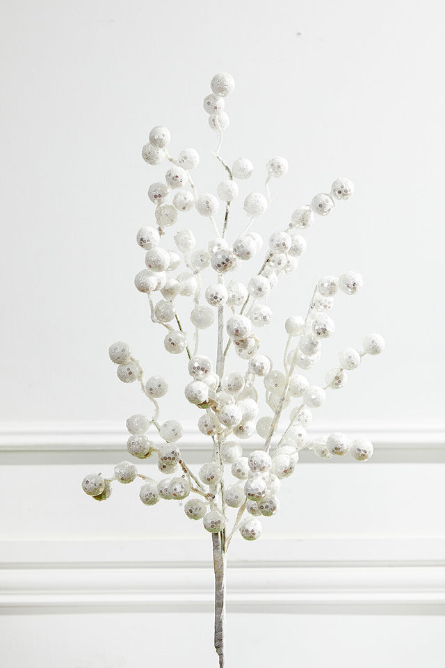29” Glitter Crabapple Spray - White