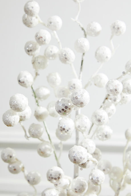 29” Glitter Crabapple Spray - White