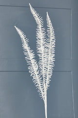 35 Inch Glitter Fern Spray – White Decorative Christmas Floral Pick
