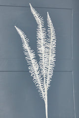 35" Glitter Fern Spray - White