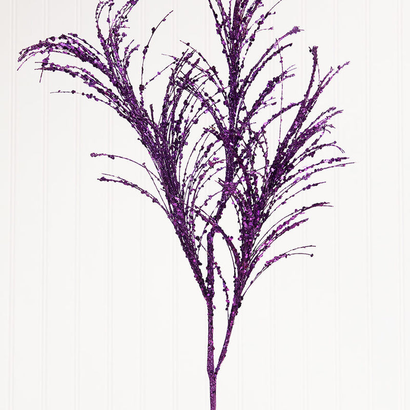34 Inch Glitter/Sequin Pampas Grass Spray - Purple