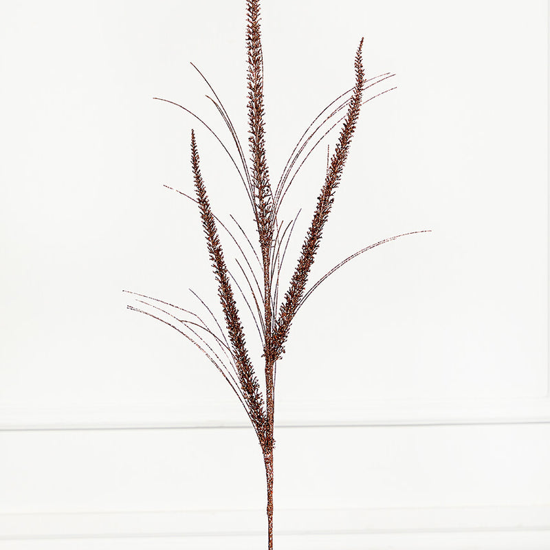 34 Inch Glitter Mica Triple Spike Grass Spray - Copper