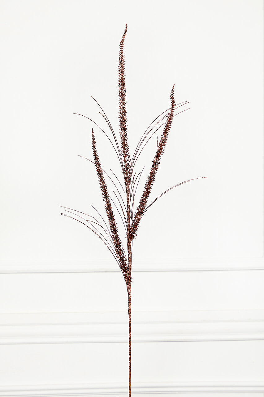 34" Glitter Mica Triple Spike Grass Spray - Copper