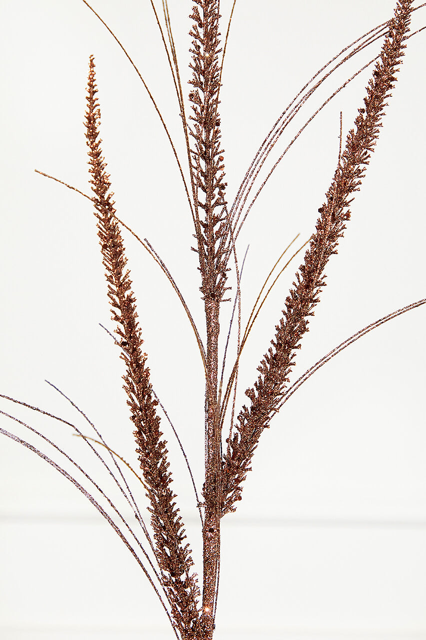 34" Glitter Mica Triple Spike Grass Spray - Copper