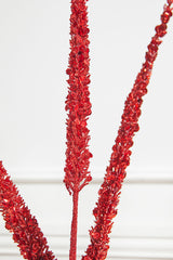 34” Triple Glitter Sequin Christmas Spray – Red Festive Decorative Stem
