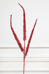 34” Triple Glitter Sequin Christmas Spray – Red Festive Decorative Stem